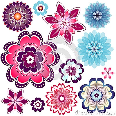 Collection abstract flowers Vector Illustration