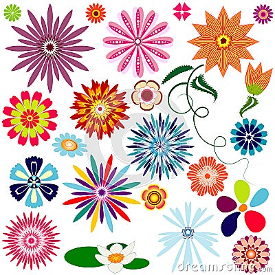 Collection abstract flowers Vector Illustration