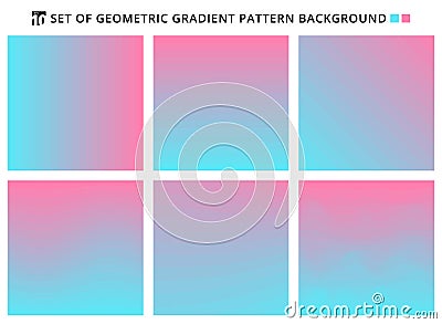 Collection of abstract geometric gradients pattern blue and pink Vector Illustration