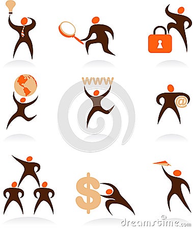 Collection of abstract people logos - 7 Vector Illustration