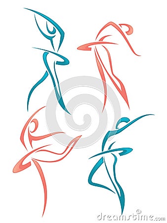 Collection of abstract women in ballet pose Vector Illustration