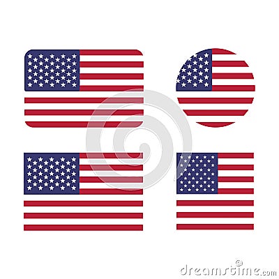 Collection of accurate American Flag vector. flat original color illustration isolated on white background Vector Illustration