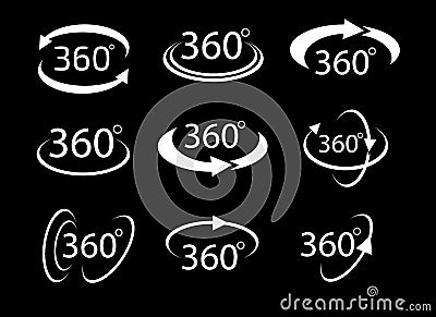 Collection of Angle 360 degrees sign icon, Geometry math symbol. Vector Illustration