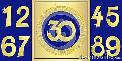 Collection of anniversary golden signs with numbers. Vector illustration Vector Illustration