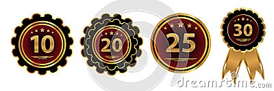 Collection anniversary signs. The emblem with the date. Vector Vector Illustration