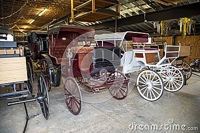 Collection of Antique Horse Drawn Carriages Stock Photo