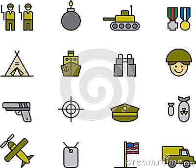 Collection of army icons Vector Illustration