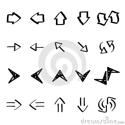 Collection of arrow doodles illustration Vector Illustration