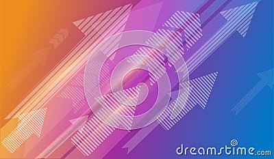 Collection arrows oblique Up with shades of Orange purple and blue Vector Illustration