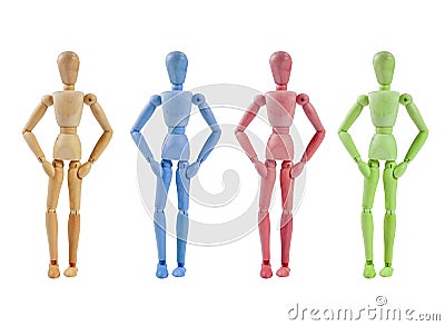 Collection of Artist mannequin in various colors Stock Photo