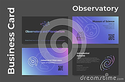 Collection astronomical observatory and planetarium business card with place for text vector Vector Illustration