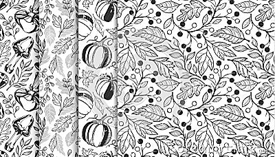 Collection of autumn patterns Stock Photo