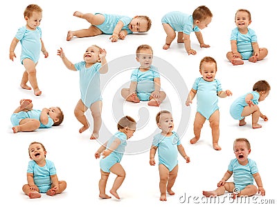 Collection of a baby boy's behavior Stock Photo