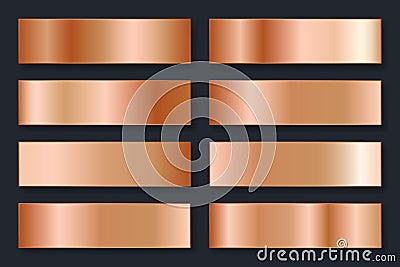 Collection of backgrounds with a metallic gradient. Brilliant plates with bronze effect. Vector illustration Vector Illustration