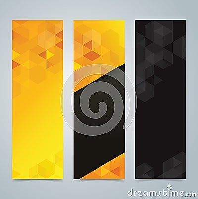 Collection banner design, yellow and black background. Vector Illustration