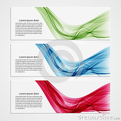 Collection banners modern wave design. Colorful background. Vector Illustration