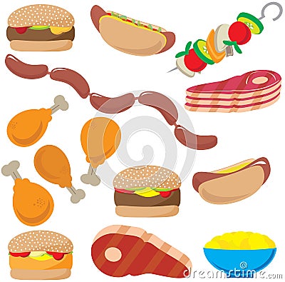 Collection of Barbecue Food Vector Vector Illustration