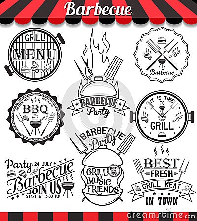 Collection of barbecue signs, symbols and icons. Vector Illustration