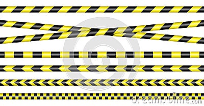 Barrier Tapes Yellow And Black Vector Illustration