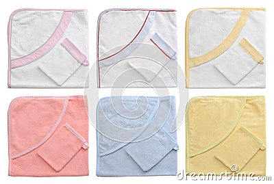 Collection of bathing baby towels Stock Photo