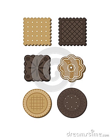 Collection of beautiful cookies square and round Vector Illustration