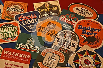 Collection of beer pads Editorial Stock Photo