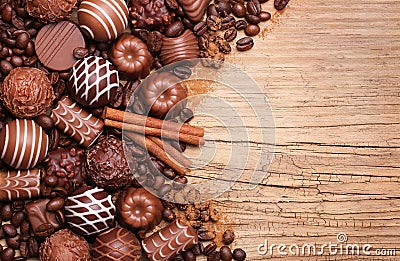 Collection of Belgian truffles. Chocolate candies Stock Photo