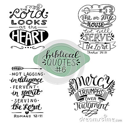 Collection 4 with 4 Bible verses. Me and my house we will serve the Lord. Mercy Stock Photo