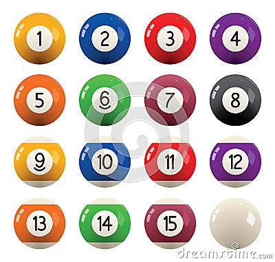 collection of billiard pool balls with numbers. vector Vector Illustration