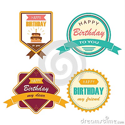 Collection birthday vintage with lettering in retro design Vector Illustration