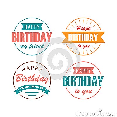 Collection birthday vintage with lettering in round design Vector Illustration