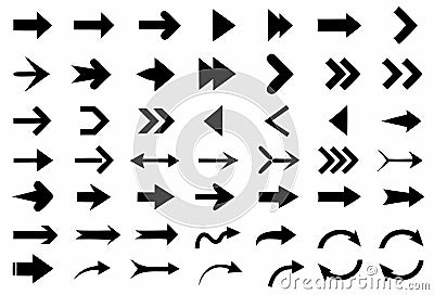 Collection of Black Arrow Icons Navigation Direction UI UX Design Elements Stock Photo