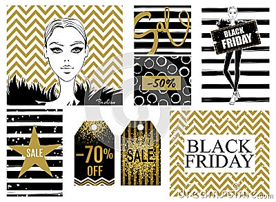 Collection with Black Friday sale banner Stock Photo