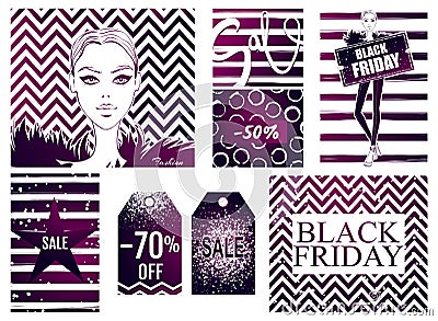 Collection with Black Friday sale banner Stock Photo