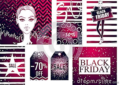 Collection with Black Friday sale banner. Stock Photo