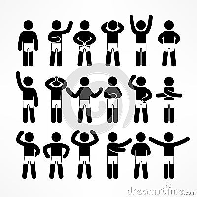 Collection of black white stick figures Vector Illustration