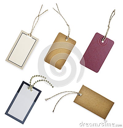 Collection of Blank Hang Tags Stock Photo
