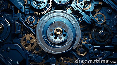 a collection of blue gears Stock Photo