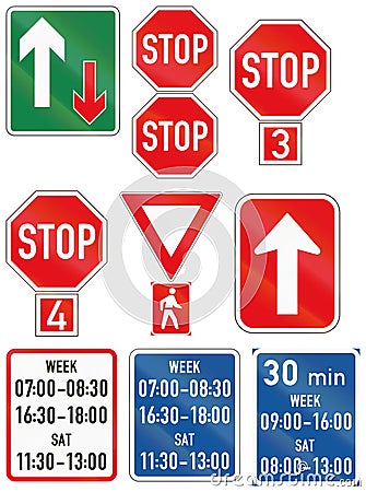 Collection of Botswana Road Signs Stock Photo
