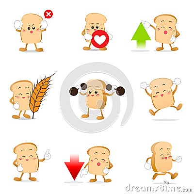 Collection of bread cartoon vector illustration eps 10 002 Vector Illustration