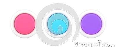 Collection bright circled button multicolored indicator with white frame 3d icon design vector Vector Illustration