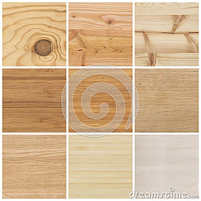 Collection of bright wood textures Stock Photo
