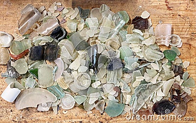 Collection of broken glass pieces Stock Photo