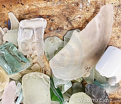 Collection of broken glass pieces Stock Photo