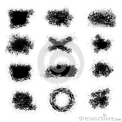 Collection of brush strokes, ink vector elements, spray paint Vector Illustration