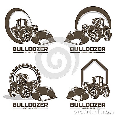 Collection of bulldozer logo design template illustration Vector Illustration