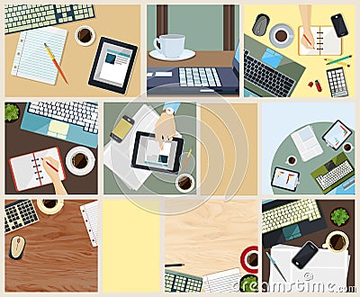 Collection of business backgrounds in flat design Vector Illustration
