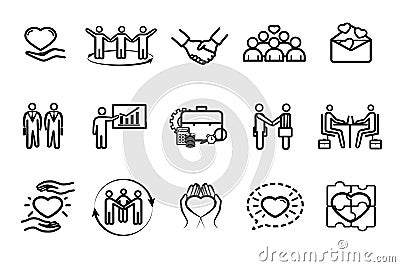Collection of business and friendship icons Vector Illustration