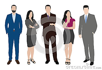 Collection of business people illustrations in different poses Vector Illustration