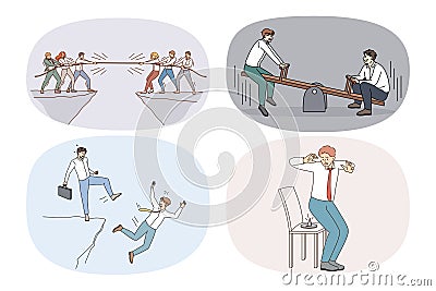 Collection of businesspeople have job competition Vector Illustration